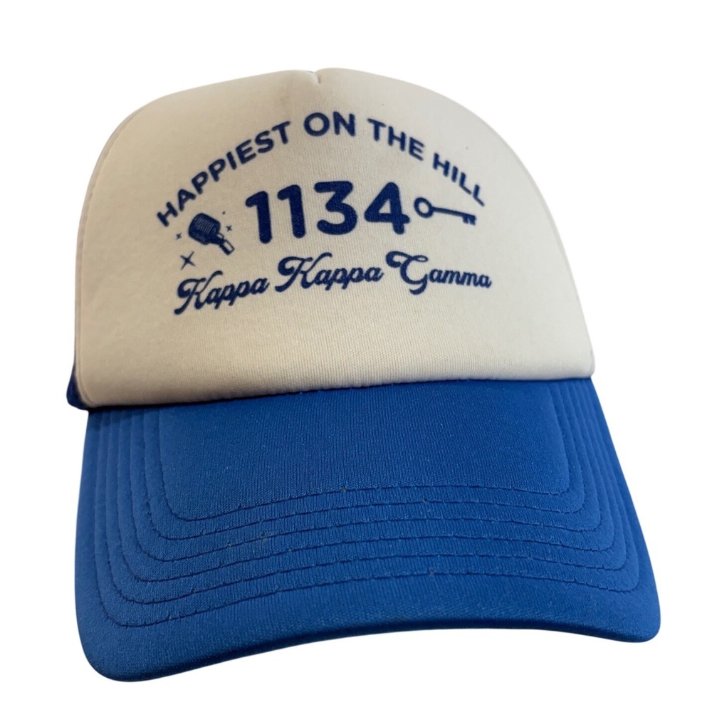Kappa Kappa Gamma Sorority Trucker‎ Hat Blue White Happiest on the Hill Snapback